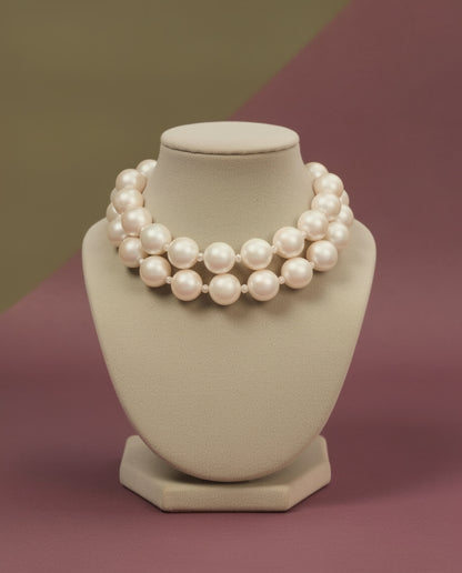 Statement Pearl Necklace with Center Mini Pearl – Handmade Beauty (Without earring)