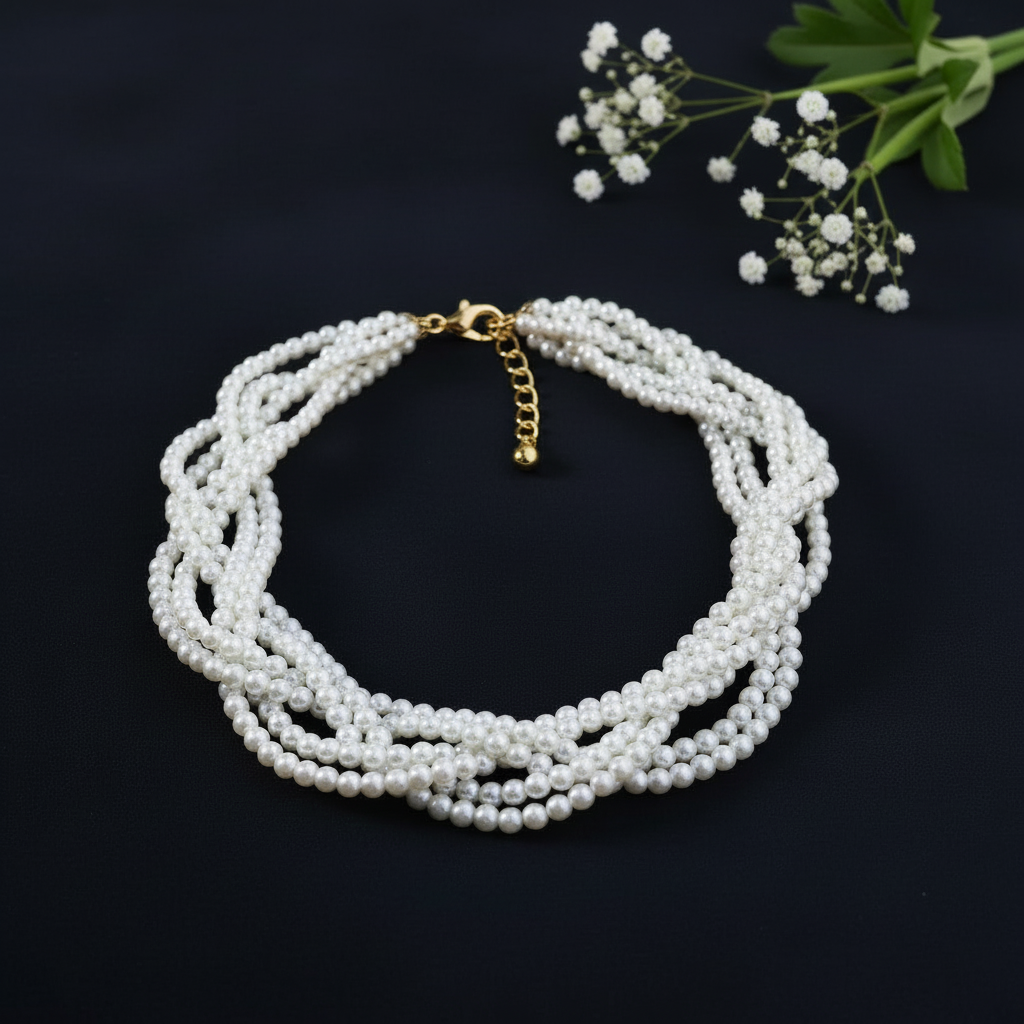 Six-Strand Ivory Pearl Necklace | Adjustable Handmade Classic