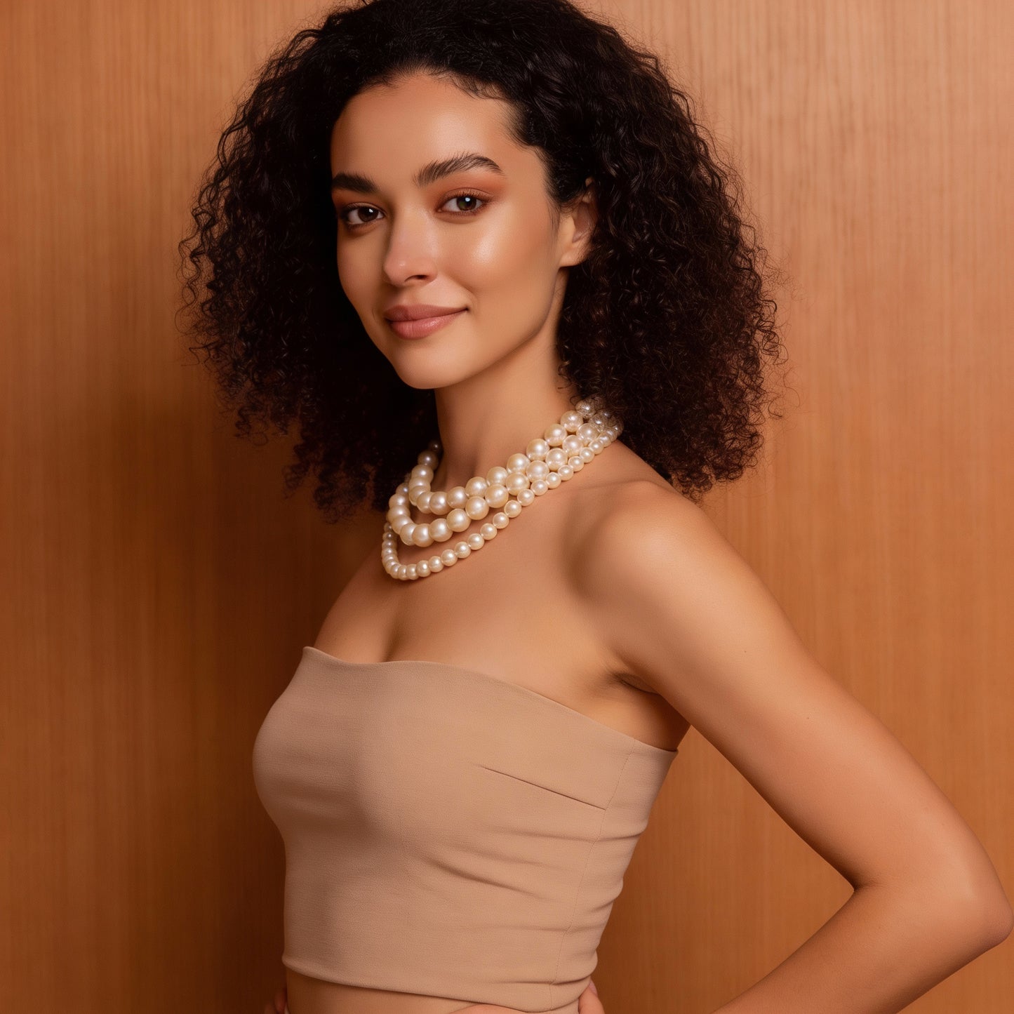 Statement Triple Layer Cream Pearl Necklace