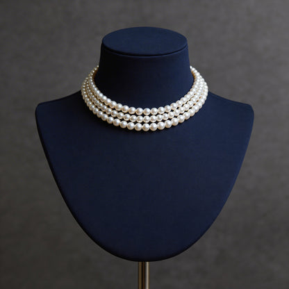 Elegant 3-Layer Pearl Choker Necklace