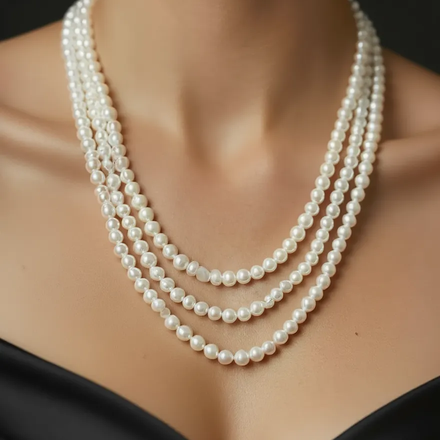 Triple Layer Artificial Pearl Necklace for Women