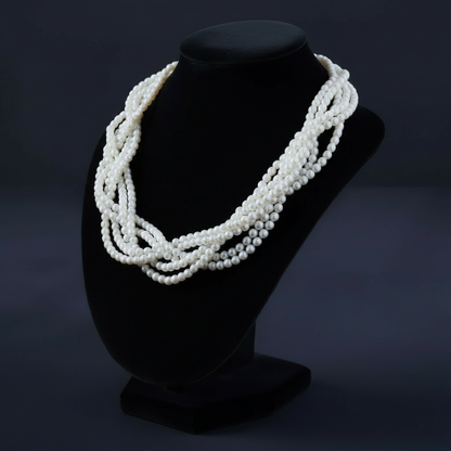 Six-Strand Ivory Pearl Necklace | Adjustable Handmade Classic