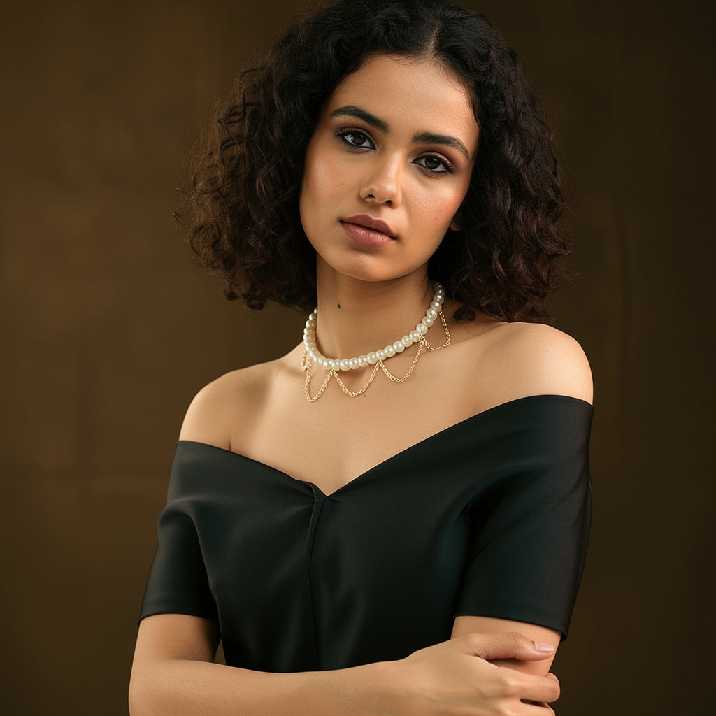 Pearl Chain Choker Necklace