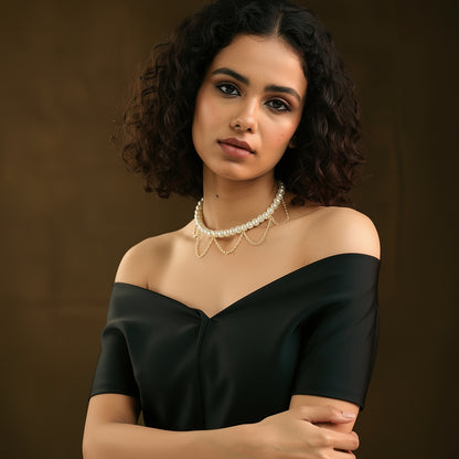 Pearl Chain Choker Necklace