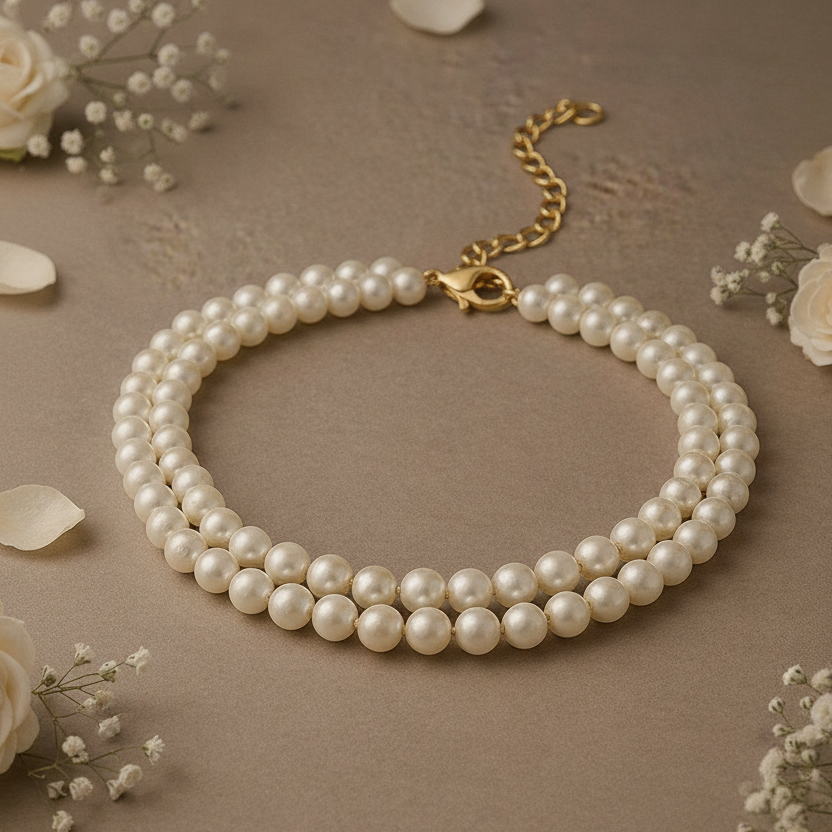 Double Strand Ivory Pearl Necklace