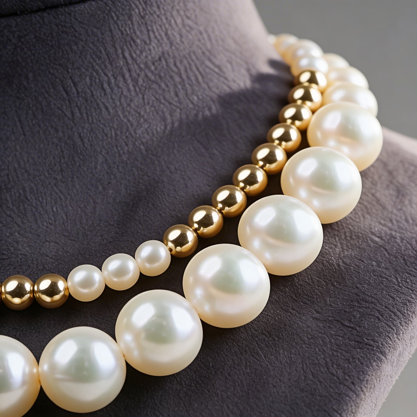 Luxury White Pearl & Gold Double Layer Necklace