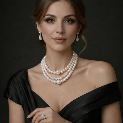 Classic Triple Strand Pearl Necklace