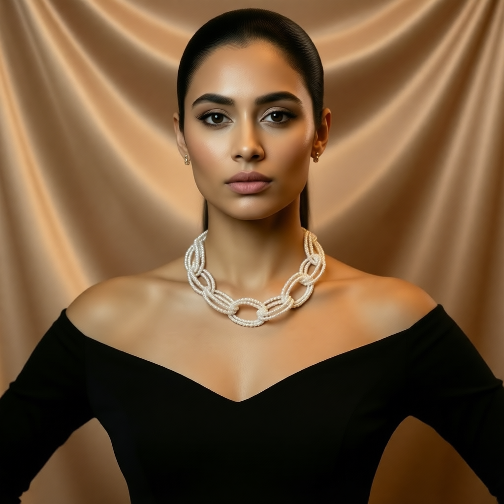 Multi-Strand Pearl Link Necklace - Layered Pearl Statement Jewelry for Women