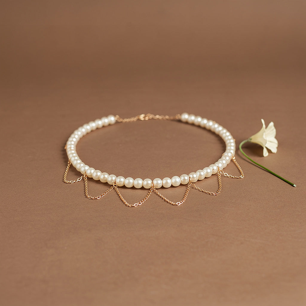 Pearl Chain Choker Necklace