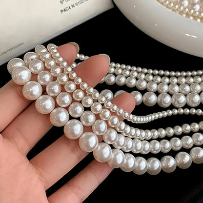 Classic Pearl Necklace, S925 Silver Minimalist Pearl Necklace, 3mm 4mm 6mm 8mm 10mm Pearl Necklace for Women Men,Bridesmaid Gift For Her