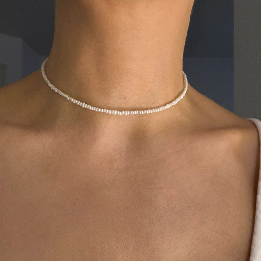 Pearl Choker Necklace - Sterling Silver Necklace - Dainty Silver Choker - Beaded Choker - Delicate Pearl Necklace - Dainty Pearl Necklace