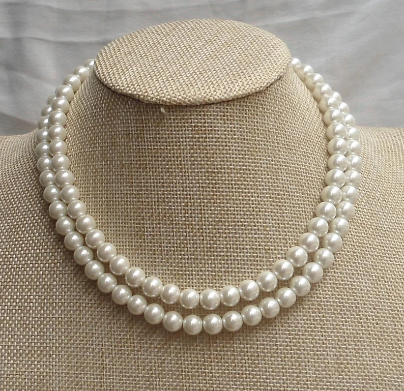 Double Grace – Two-Strand White Pearl Necklace