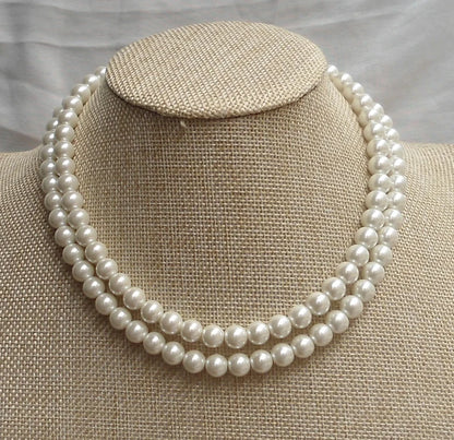 Double Grace – Two-Strand White Pearl Necklace