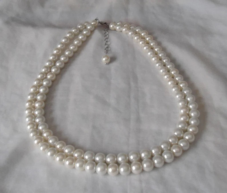 Double Grace – Two-Strand White Pearl Necklace