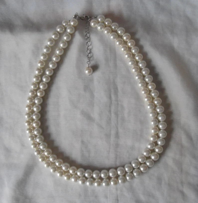Double Grace – Two-Strand White Pearl Necklace