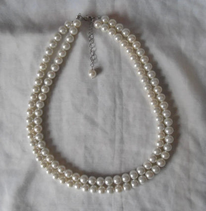 Double Grace – Two-Strand White Pearl Necklace
