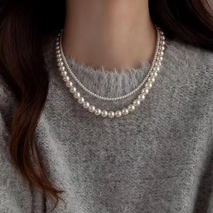 Classic Pearl Necklace, S925 Silver Minimalist Pearl Necklace, 3mm 4mm 6mm 8mm 10mm Pearl Necklace for Women Men,Bridesmaid Gift For Her