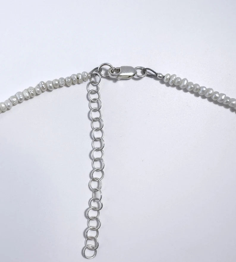 Pearl Choker Necklace - Sterling Silver Necklace - Dainty Silver Choker - Beaded Choker - Delicate Pearl Necklace - Dainty Pearl Necklace