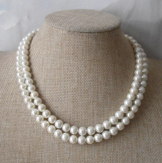 Double Grace – Two-Strand White Pearl Necklace
