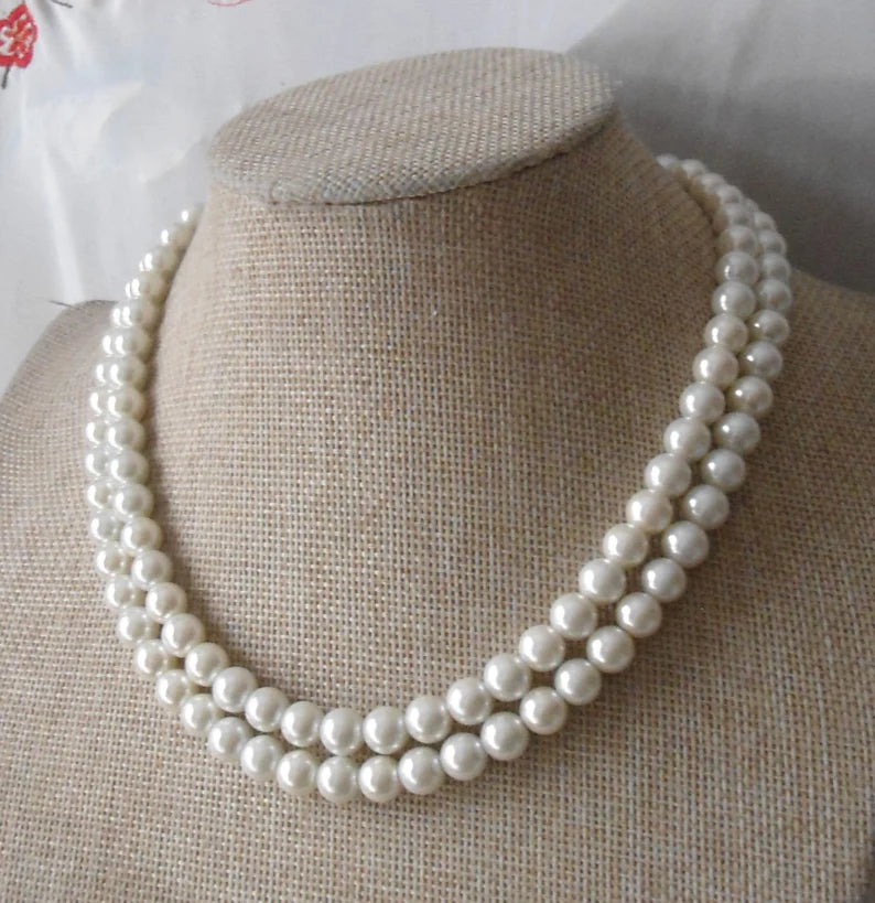 Double Grace – Two-Strand White Pearl Necklace