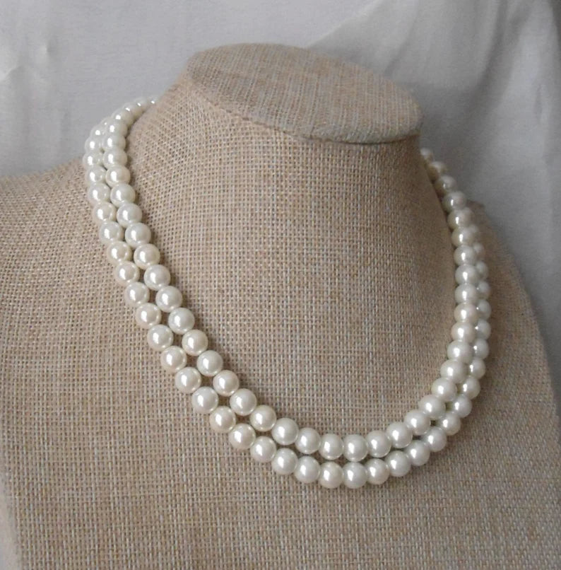 Double Grace – Two-Strand White Pearl Necklace