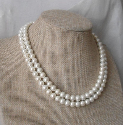 Double Grace – Two-Strand White Pearl Necklace