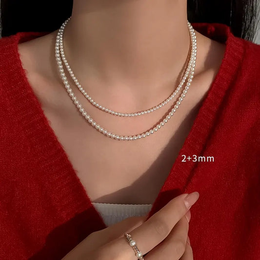 Classic Pearl Necklace, S925 Silver Minimalist Pearl Necklace, 3mm 4mm 6mm 8mm 10mm Pearl Necklace for Women Men,Bridesmaid Gift For Her