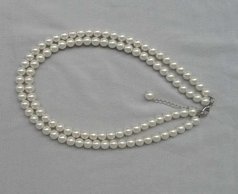 Double Grace – Two-Strand White Pearl Necklace