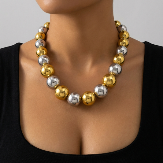 Dual-Tone Power Pearl Necklace