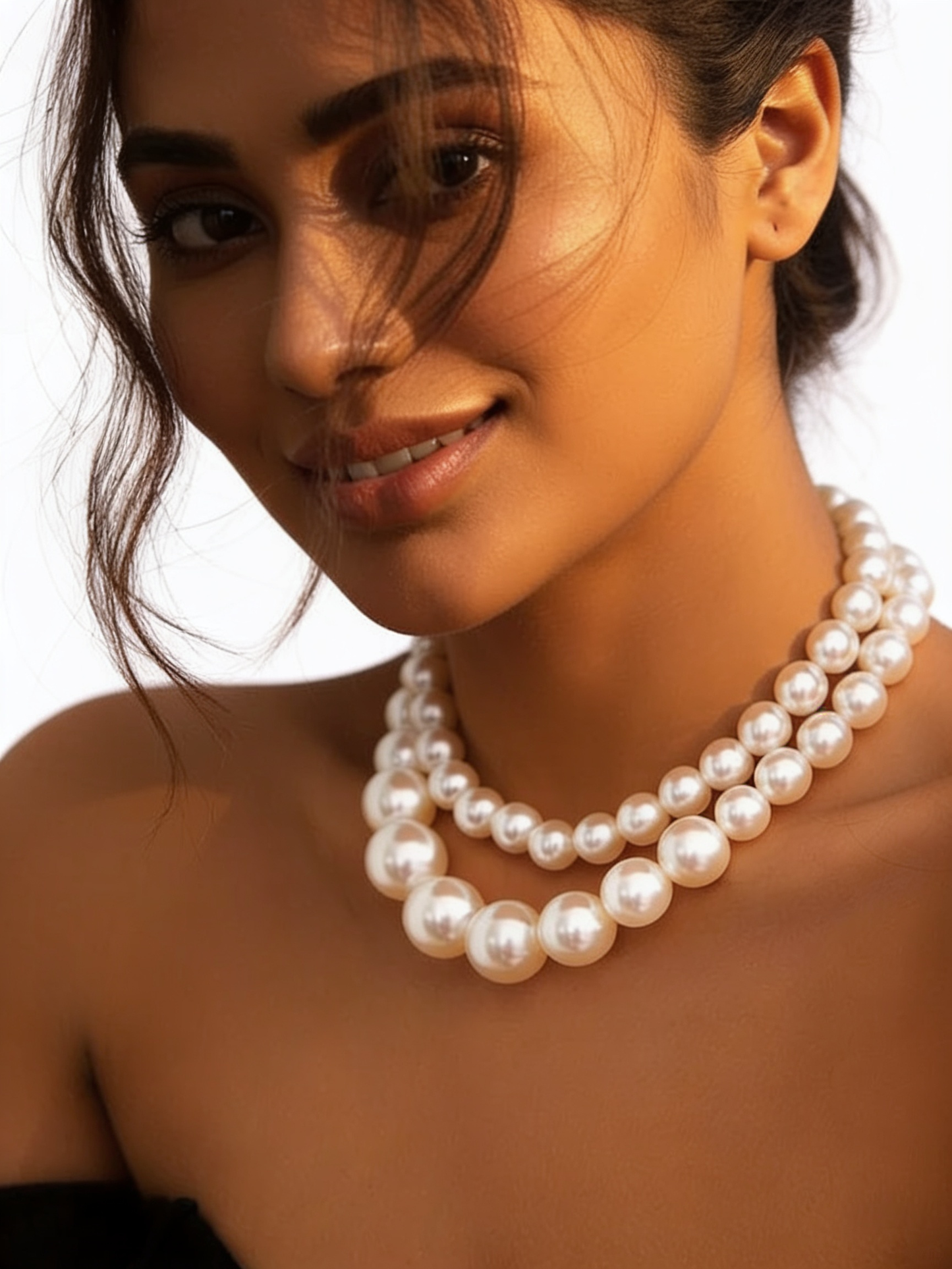 Classy White Graduated Pearl Necklace