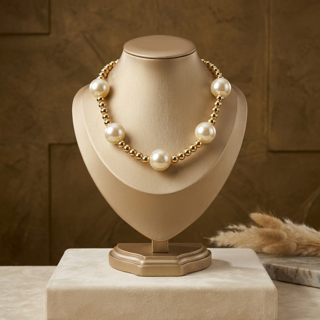 Pearl Gold Statement Necklace | Anti-Tarnish Jewelry – Gouri Jewel