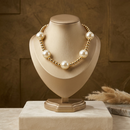 Pearl Gold Statement Necklace | Anti-Tarnish Jewelry – Gouri Jewel