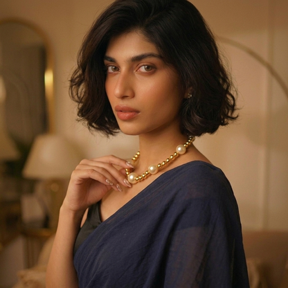 Pearl Gold Statement Necklace | Anti-Tarnish Jewelry – Gouri Jewel
