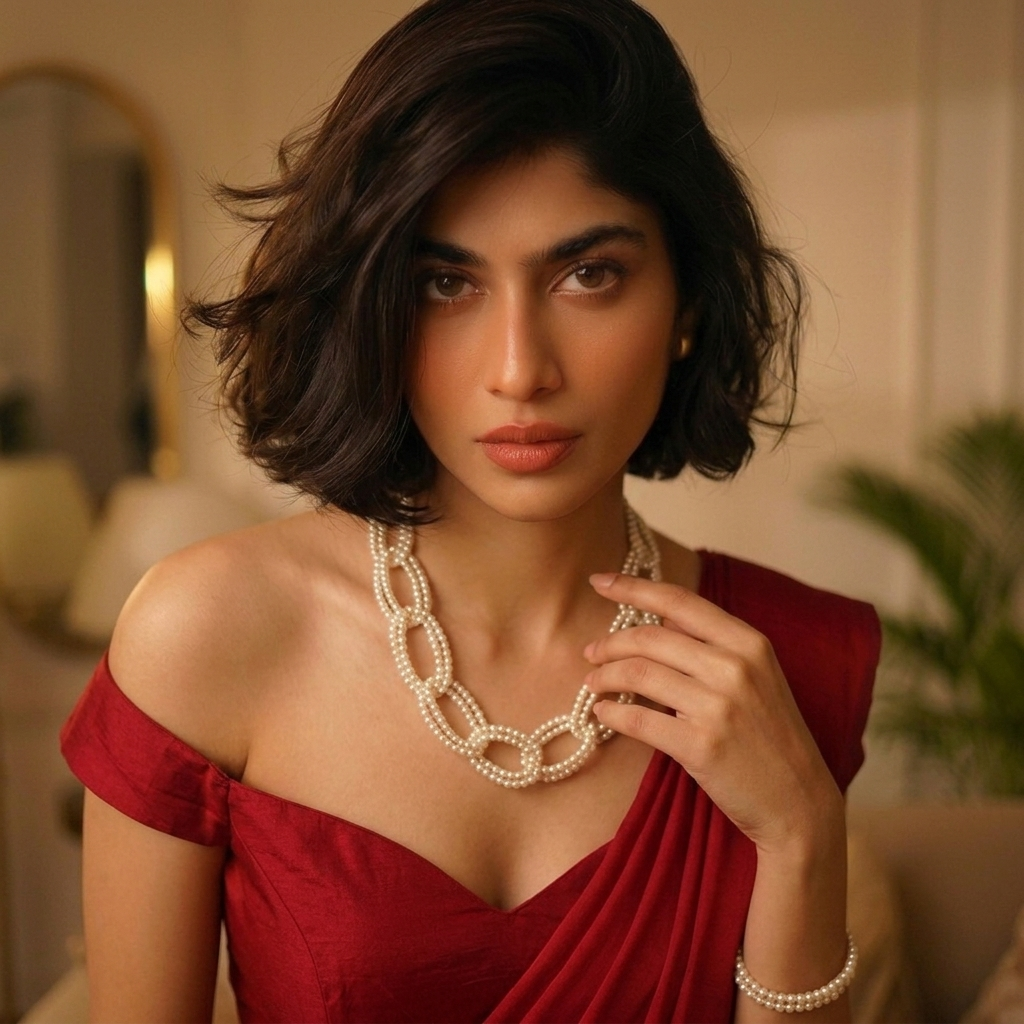 Multi-Strand Pearl Link Necklace - Layered Pearl Statement Jewelry for Women
