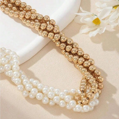 Vintage French Multi-Layer Beaded Choker Necklace