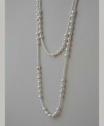 Pure Grace Long White Pearl Necklace