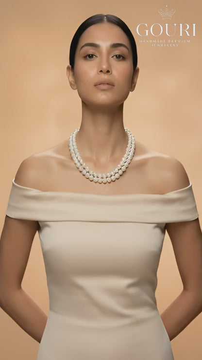 Double Grace Two-Strand White Pearl Necklace