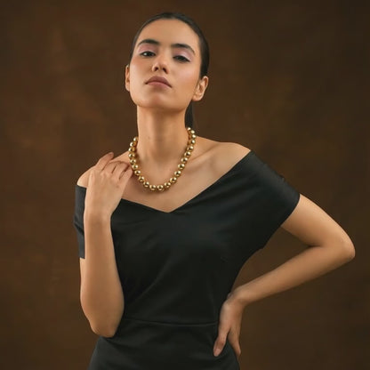 Gold Pearl Statement Necklace