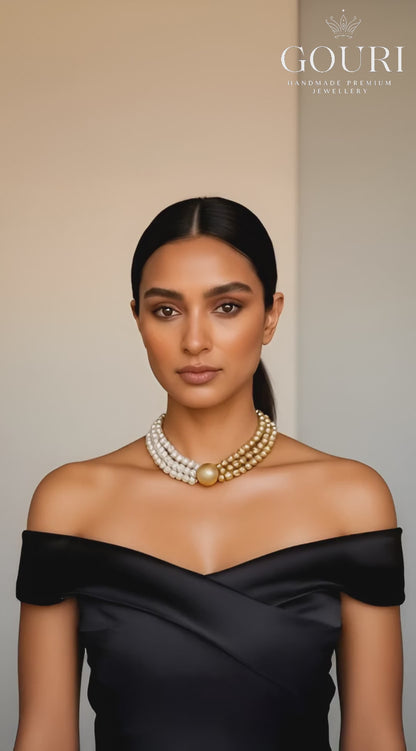 Eternal Radiance White & Gold Pearl Choker