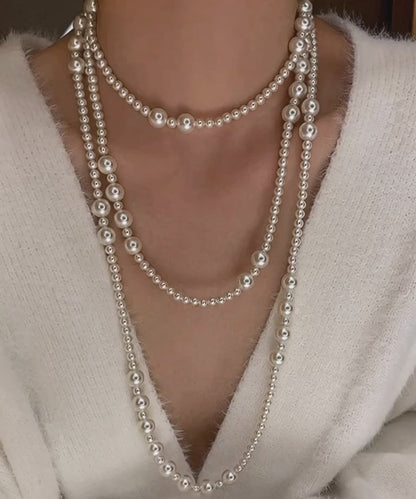 Pure Grace Long White Pearl Necklace