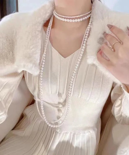 120cm Long White Pearl Double Strand Necklace – Versatile Layered Elegance