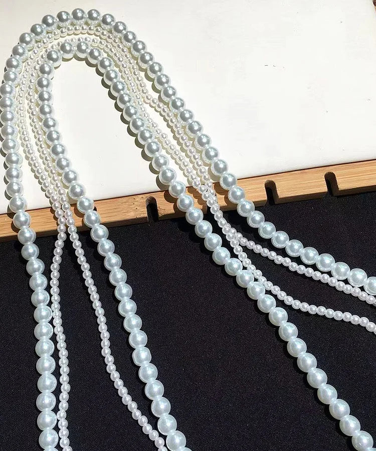 120cm Long White Pearl Double Strand Necklace – Versatile Layered Elegance